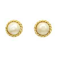 金色鍍金 珍珠 夾式 耳環【CHANEL 香奈兒】