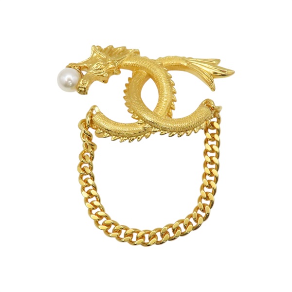 金色 鍍金 金龍含珠 胸針【CHANEL 香奈兒】 AB9978