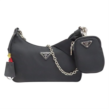黑色 尼龍帆布 Re-Edition 肩背包【PRADA 普拉達】 1BH204