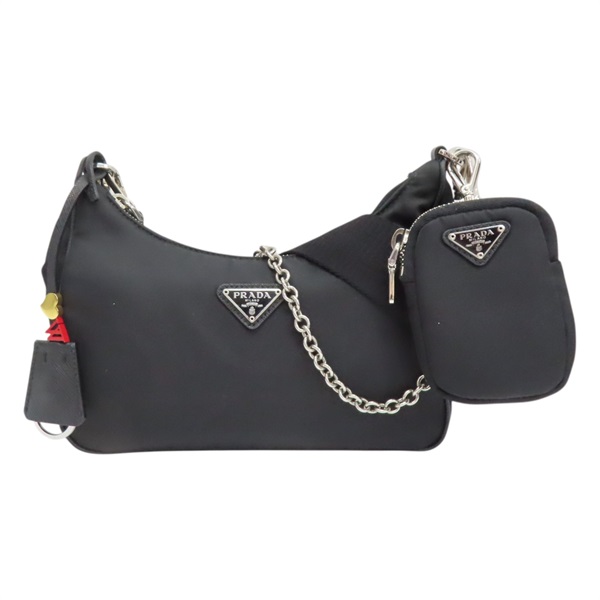 黑色 尼龍帆布 Re-Edition 肩背包【PRADA 普拉達】 1BH204