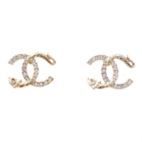 金色鍍金 雙c 水鑽 龍形浮雕 耳環【CHANEL 香奈兒】