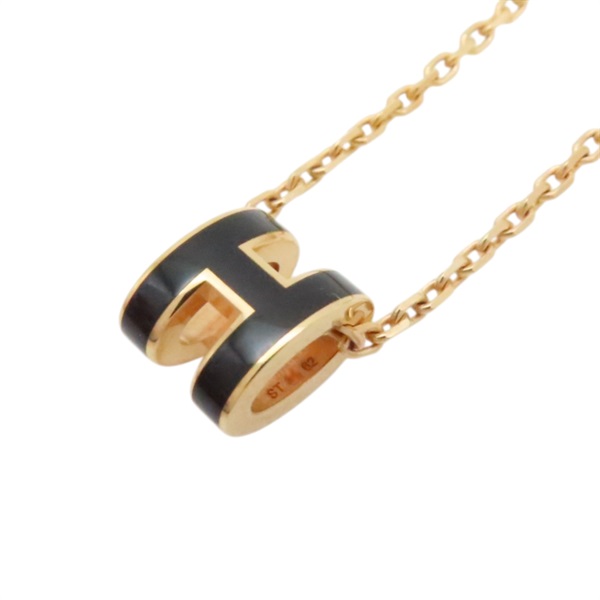 鍍金 黑色琺瑯 POP H mini 項鍊【HERMES 愛馬仕】 H147992F