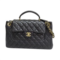 黑色 牛皮 鍊帶肩背包 金釦【CHANEL 香奈兒】 AS3049