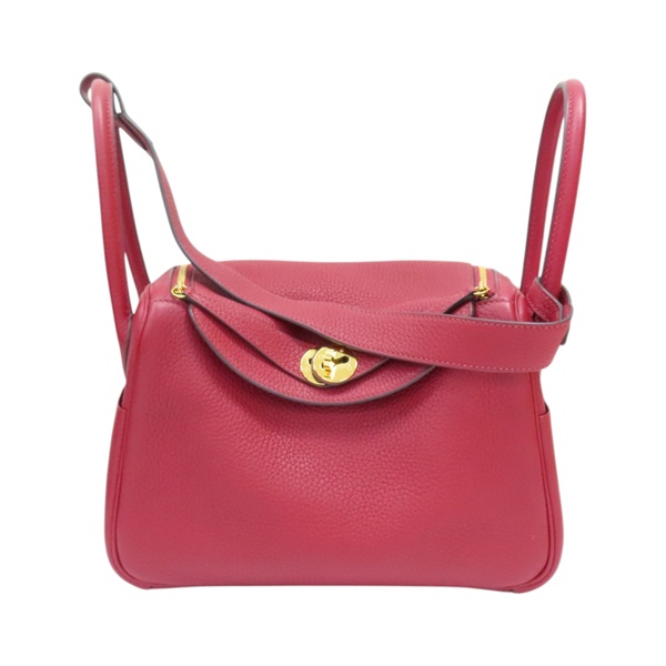 石榴紅 TC皮革 Lindy 26 肩背包 A刻 金扣【HERMES 愛馬仕】 H073428CC