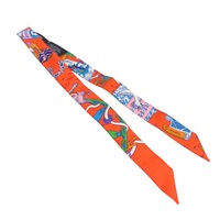 橘色 絲綢 動物大遊行 Twilly 絲巾【HERMES 愛馬仕】