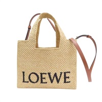 米色 草編 Small Font Tote 兩用包【LOEWE 羅威】 A685B59X03