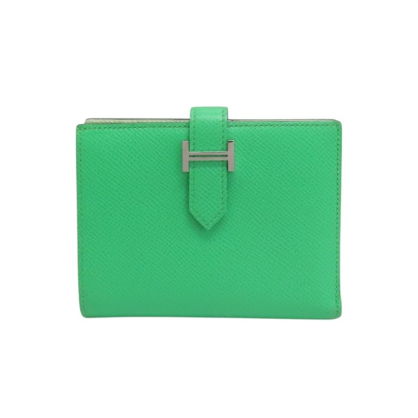 綠色 Epsom牛皮 Bearn Compact Verso 雙折短夾 銀扣 B刻【HERMES 愛馬仕】