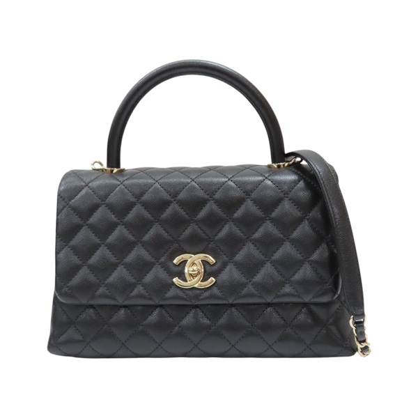 黑色 菱格紋 荔枝牛皮 Coco handle 29【CHANEL 香奈兒】 A92991