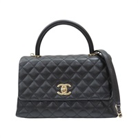 黑色 菱格紋 荔枝牛皮 Coco handle 29【CHANEL 香奈兒】 A92991