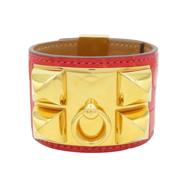 紅色 鱷魚皮 CDC Crcodile Bracelet 手環 口P 金扣【HERMES 愛馬仕】