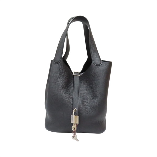 黑色 Clemence牛皮 Picotin Lock 22 手提包 Z刻 銀扣【HERMES 愛馬仕】