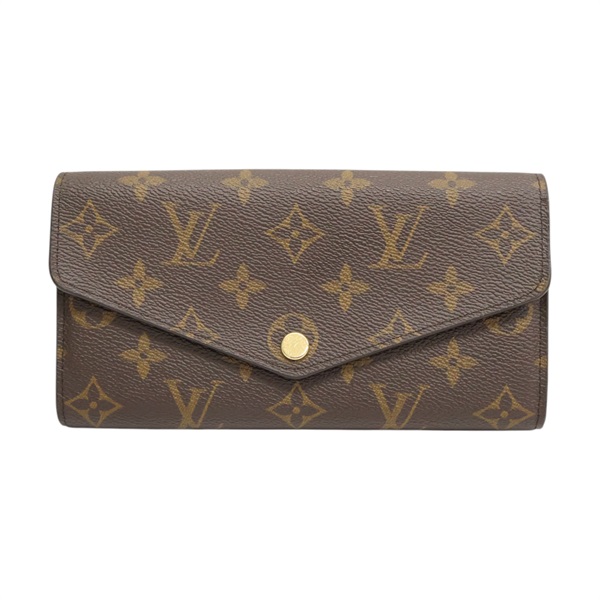 棕色 原花 PVC塗層帆布 Sarah 扣式長夾【LOUIS VUITTON LV 路易威登】 M62235