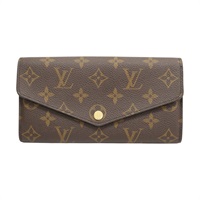 棕色 原花 PVC塗層帆布 Sarah 扣式長夾【LOUIS VUITTON LV 路易威登】 M62235