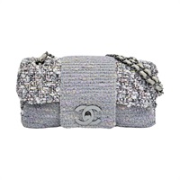 紫色 毛呢編織 COCO 25 鍊帶 肩背包 (無卡)【CHANEL 香奈兒】