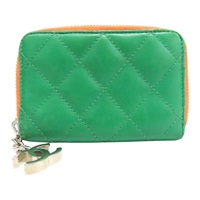 綠色 羊皮 零錢包 銀釦【CHANEL 香奈兒】