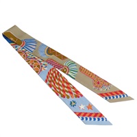 藍/淺褐色 絲綢 Epaulettes de Gala Twilly 絲巾【HERMES 愛馬仕】