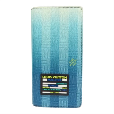 藍色 漸層 PVC塗層帆布 Stripe Brazza 長夾【LOUIS VUITTON LV 路易威登】 M81318