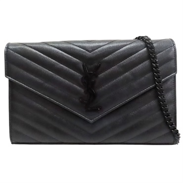 黑色 牛皮 Cassandre Envelope 信封 鍊帶肩背包【SAINT LAURENT YSL 聖羅蘭】 377828