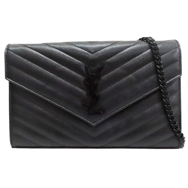 黑色 牛皮 Cassandre Envelope 信封 鍊帶肩背包【SAINT LAURENT YSL 聖羅蘭】 377828