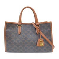 棕色 PVC塗層帆布/牛皮 Cabas 兩用包【CELINE 賽琳】 199742BZJ