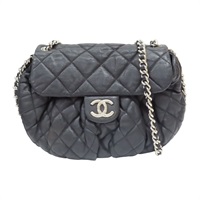 黑色 牛皮 鏈帶肩背包 (無卡) 銀釦【CHANEL 香奈兒】 A49914