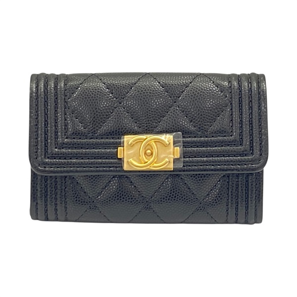 黑色 荔枝紋 牛皮 Boy 卡夾 名片夾 A80603【CHANEL 香奈兒】 A80603