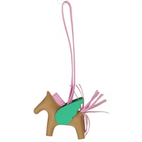 卡其/綠/粉色 羊皮 飛馬 Rodeo Pegase PM 掛飾【HERMES 愛馬仕】