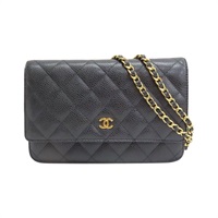 黑色 荔枝紋 牛皮 WOC 肩背包【CHANEL 香奈兒】 A33814