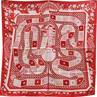 紅色 Le Tour du Monde en 63 Cases 絲綢 絲巾 90x90【HERMES 愛馬仕】