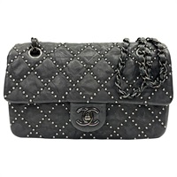 黑色 牛皮 Paris-Dallas 鉚釘翻蓋包 肩背包 無卡 【CHANEL 香奈兒】