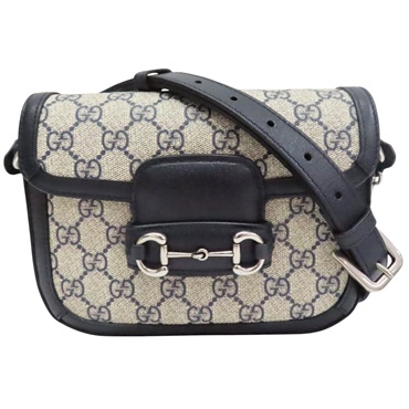 藍色 PVC塗層帆布 Horsebit 1955 肩背包【GUCCI 古馳】 658574