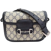 藍色 PVC塗層帆布 Horsebit 1955 肩背包【GUCCI 古馳】 658574