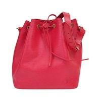 紅色 EPI 水波紋 牛皮 Petit Noe 水桶包 肩背包【LOUIS VUITTON LV 路易威登】 M59017