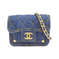 藍色 菱格紋 單寧布 MINI 鍊帶 肩背包 AP3349【CHANEL 香奈兒】 AP3349
