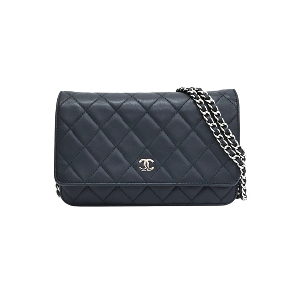 黑色 菱格紋 羊皮 WOC 鍊帶 肩背包【CHANEL 香奈兒】 A33814