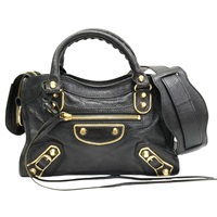 黑色 皮革 Metallic Edge Mini City 两用包【BALENCIAGA 巴黎世家】 390160