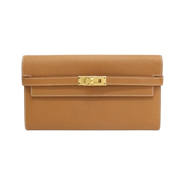 金棕色 Epsom牛皮 Kelly Long Wallet 兩折長夾 A刻 金扣【HERMES 愛馬仕】
