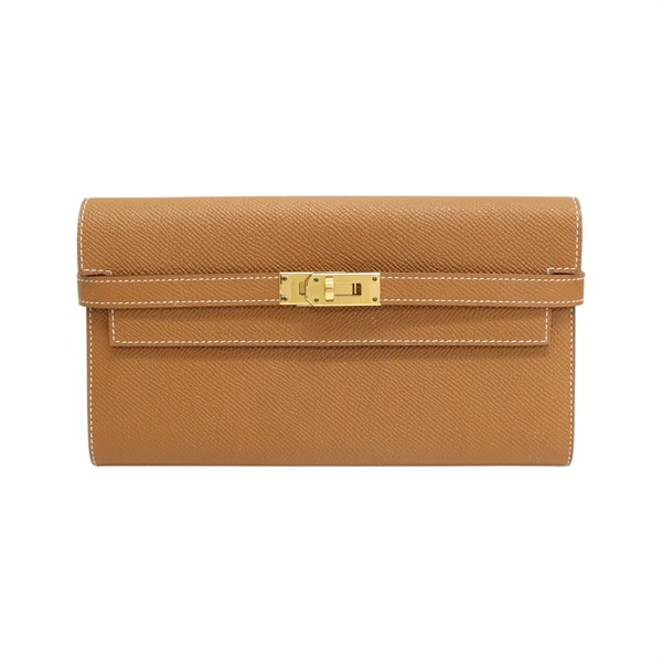 金棕色 Epsom牛皮 Kelly Long Wallet 兩折長夾 A刻 金扣【HERMES 愛馬仕】