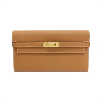 金棕色 Epsom牛皮 Kelly Long Wallet 兩折長夾 A刻 金扣【HERMES 愛馬仕】
