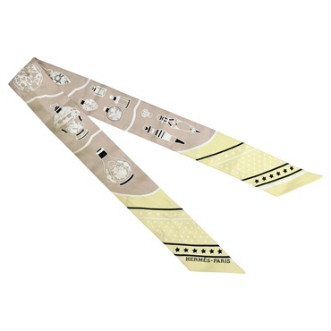 黃色 絲綢 Les Flacons Bandana Twilly 絲巾【HERMES 愛馬仕】 063157S