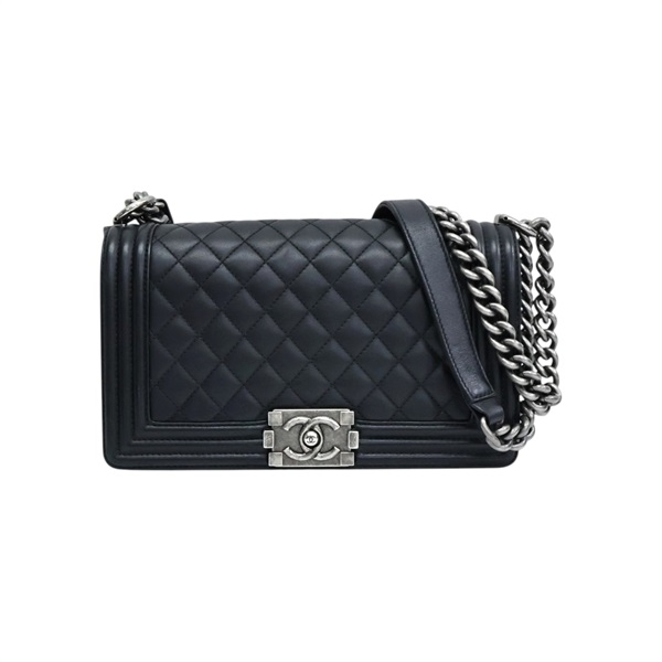 黑色 菱格紋 羊皮 BOY 25 肩背包 無卡【CHANEL 香奈兒】 A67086