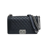 黑色 菱格紋 羊皮 BOY 25 肩背包 無卡【CHANEL 香奈兒】 A67086