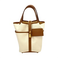 米色帆布 金棕色 Swift牛皮 Picotin Lock 18 手提包 K刻 金扣【HERMES 愛馬仕】 H083189CC