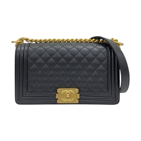 黑色 牛皮 Boy 25 銀釦 鍊帶 肩背包 金釦【CHANEL 香奈兒】 A67086