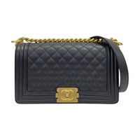 黑色 牛皮 Boy 25 銀釦 鍊帶 肩背包 金釦【CHANEL 香奈兒】 A67086