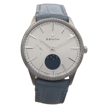 Elite Moonphase 腕錶 銀色錶盤 藍色皮帶 不鏽鋼【ZENITH 真力時】 16.3200.692