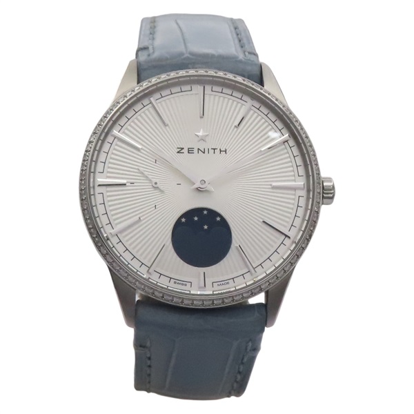 Elite Moonphase 腕錶 銀色錶盤 藍色皮帶 不鏽鋼【ZENITH 真力時】 16.3200.692