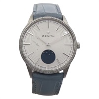 Elite Moonphase 腕錶 銀色錶盤 藍色皮帶 不鏽鋼【ZENITH 真力時】 16.3200.692