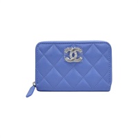 藍色牛皮 拉鍊 零錢包【CHANEL 香奈兒】 AP4332