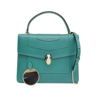 Serpenti Forever Top Handle 兩用包 綠色牛皮【BVLGARI 寶格麗】 39781
